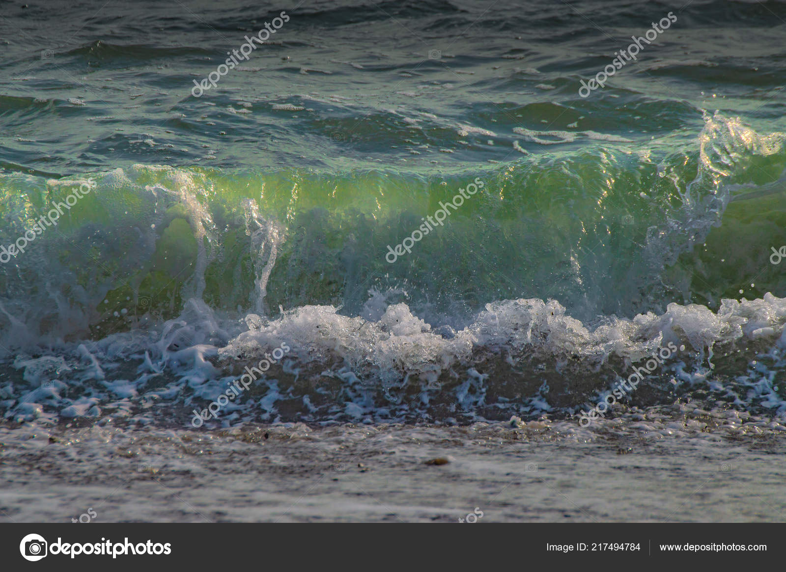 Olas Mar Verdes Azules Playa Granadina Herradura Stock Photo