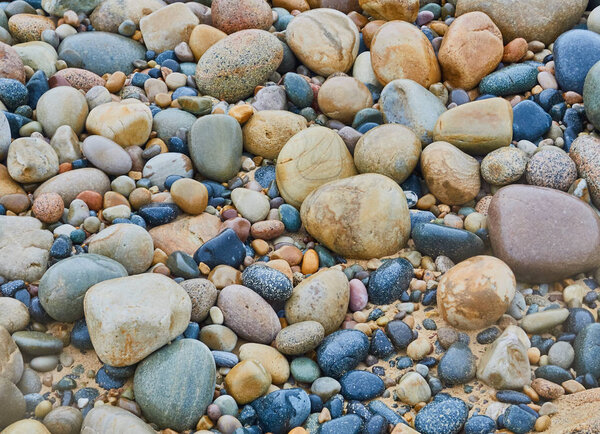 many round stones on a beach in Ireland     