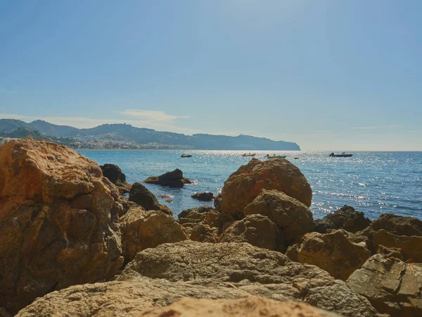 Uitzicht Vanaf Rotsen Van Zee Het Dorp Herradura Granada Costa — Stockfoto