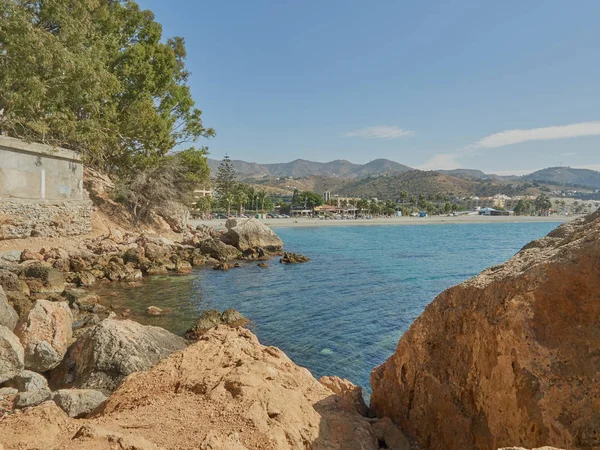 Uitzicht Vanaf Rotsen Van Zee Het Dorp Herradura Granada Costa — Stockfoto