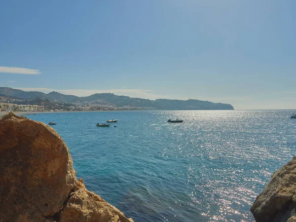 Uitzicht Vanaf Rotsen Van Zee Het Dorp Herradura Granada Costa — Stockfoto