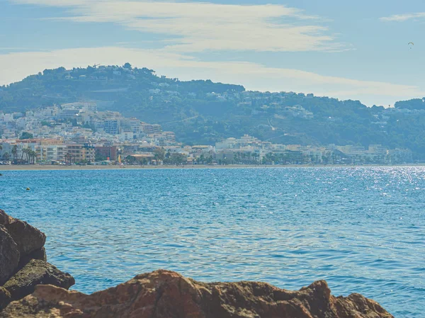 Uitzicht Vanaf Rotsen Van Zee Het Dorp Herradura Granada Costa — Stockfoto