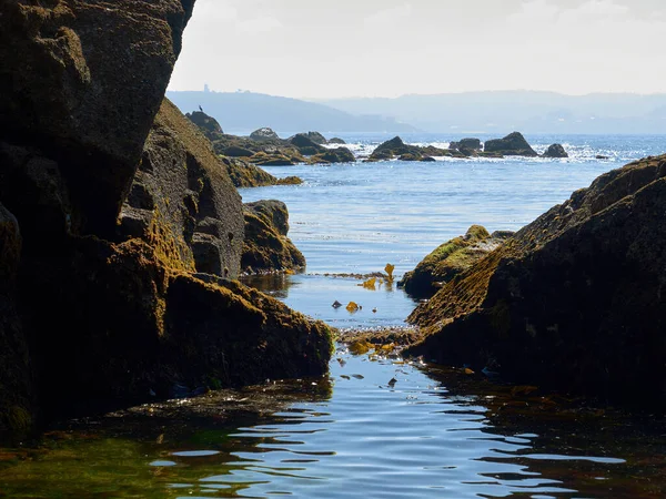 Uitzicht Vanaf Corua Galicia Del Mar Met Zijn Rotsen Meer — Stockfoto