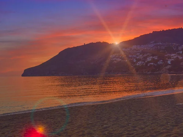 Strand Der Stadt Herradura Bei Sonnenuntergang Granada — Stockfoto