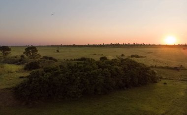 Tarlaların üzerinde gün batımı