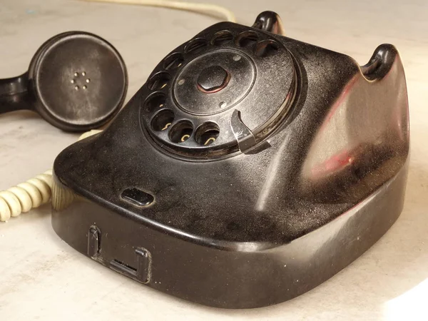 Vecchio Telefono Nero Con Numero Dial — Foto Stock