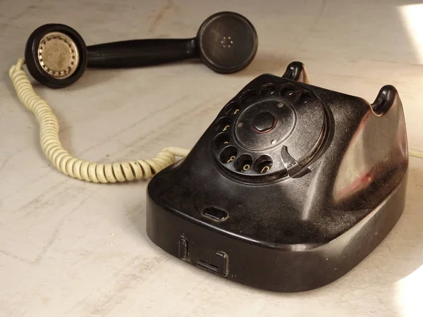 Vieux Téléphone Noir Avec Cadran Numérique — Photo