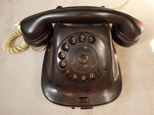 Telefone Preto Velho Com Número Discagem — Fotografia de Stock