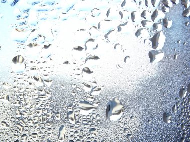 Pencereye yağmur damlaları düşer