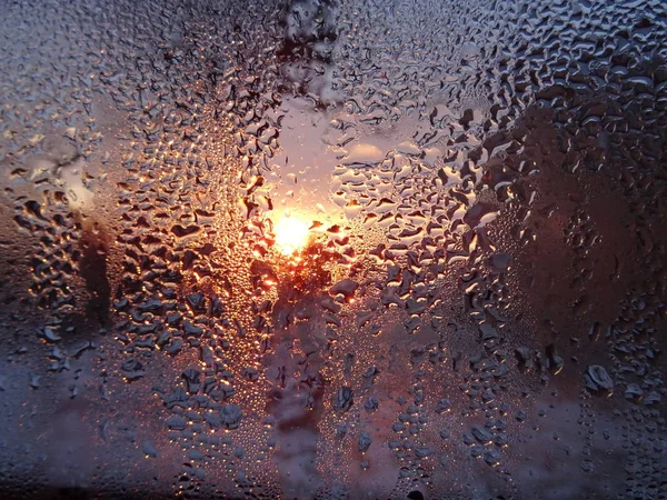 Sunrise Moist Window — Stock Photo, Image