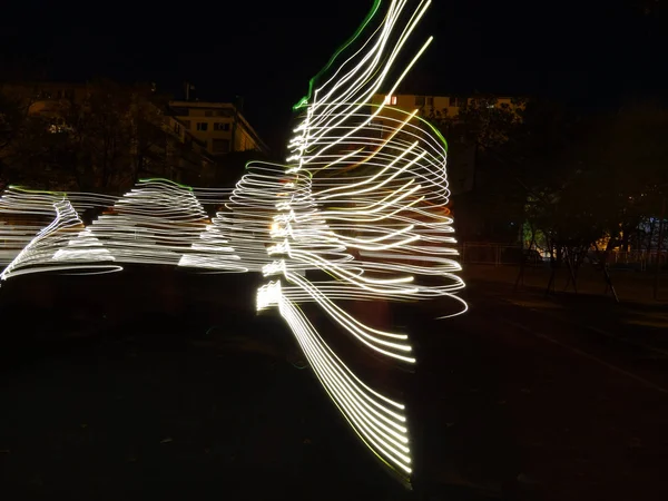 Spiraal Lightpainting Nachtfotografie — Stockfoto