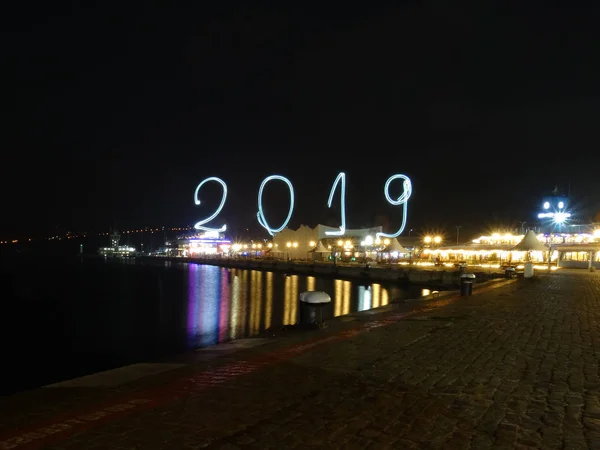 2019 Year Night Lightpainting — Stock Photo, Image