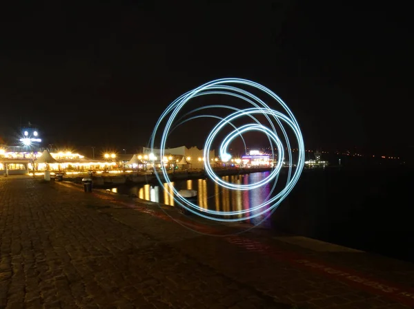 Spiral Night Lightpainting Photography — Stock Photo, Image