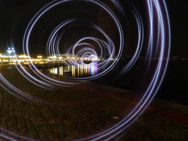 Espiral Noche Lightpainting Fotografía — Foto de Stock
