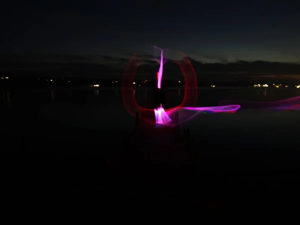 Lightpainting の通りの夜の写真 — ストック写真