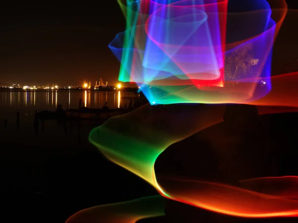 Spiral Night Lightpainting Fotografia — Fotografia de Stock