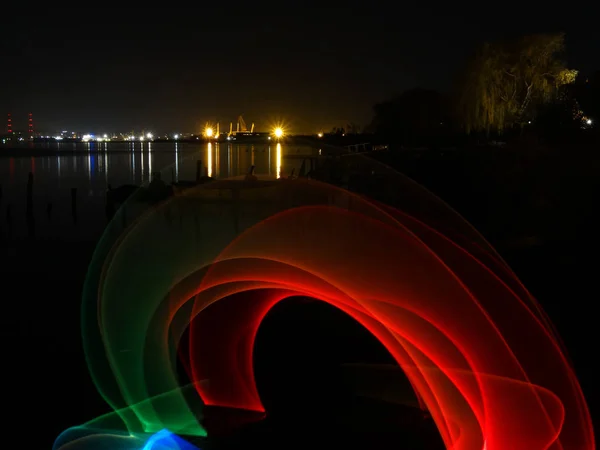 Pouliční Noční Lightpainting Fotografie — Stock fotografie