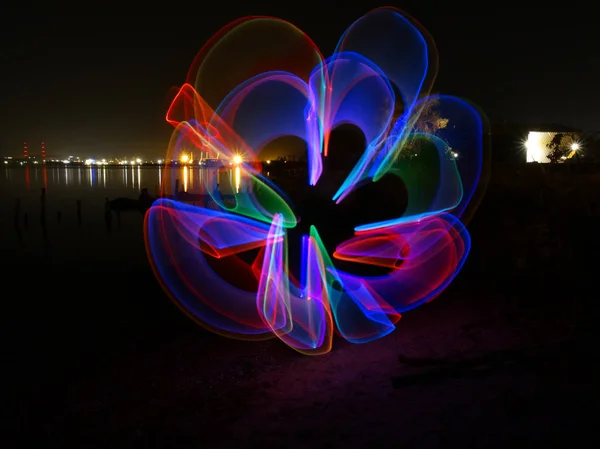 Flower Night Lightpainting Photography — Stock Photo, Image