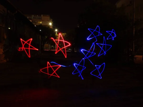 星の夜の Lightpainting の写真 — ストック写真