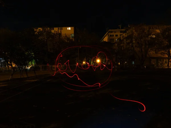 Straat Lightpainting Nachtfotografie — Stockfoto