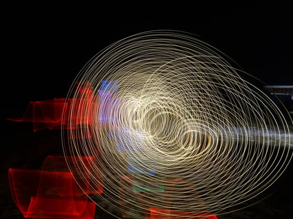 Abstrakta Cirkel Natt Lightpainting — Stockfoto