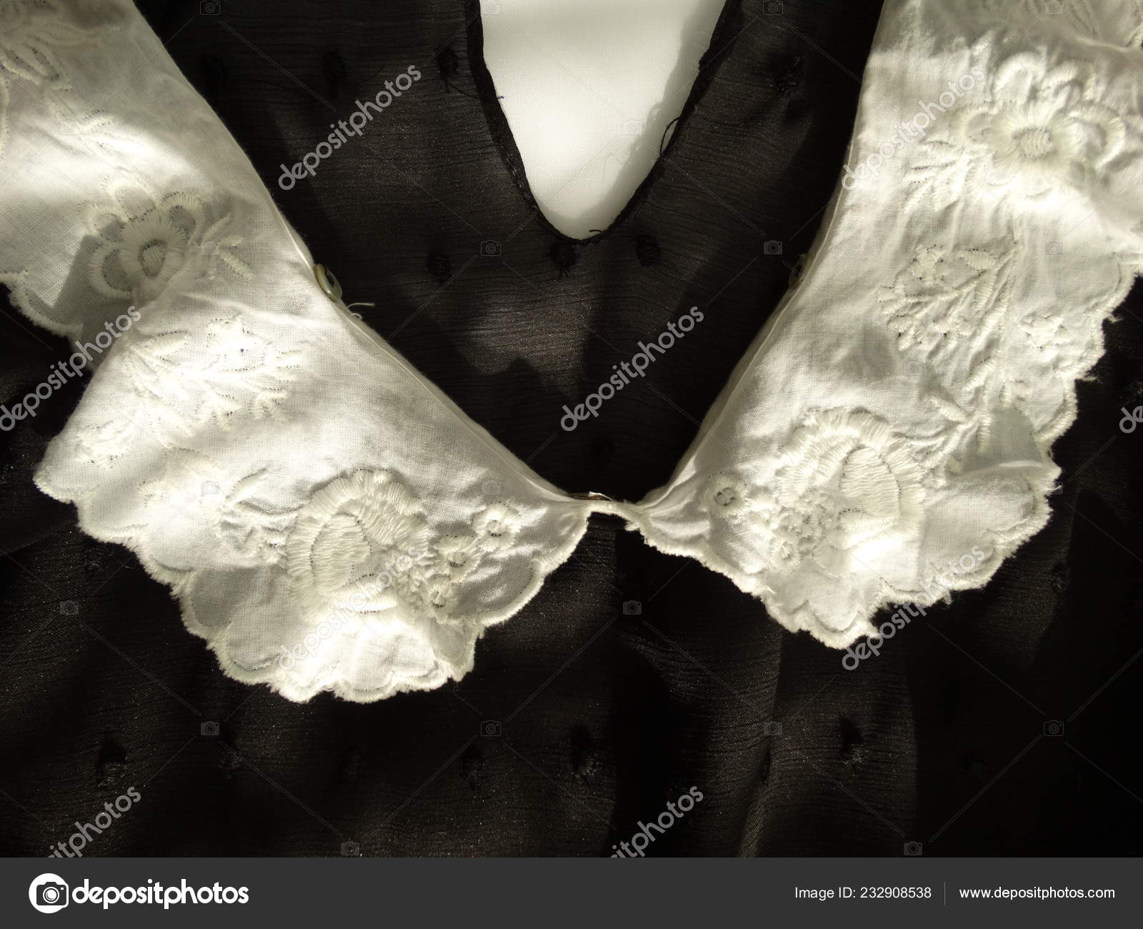 black dress with white lace collar