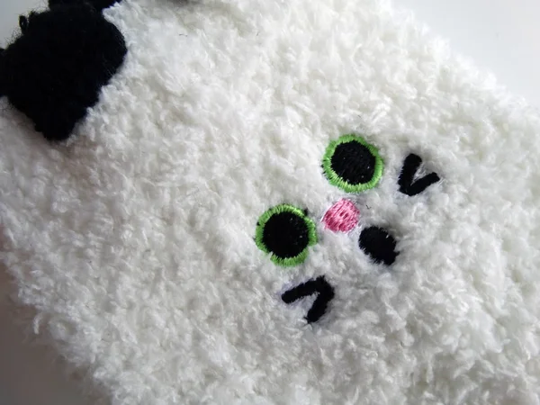 Nadýchané Zimní Ponožky Náhubkem Kočka — Stock fotografie