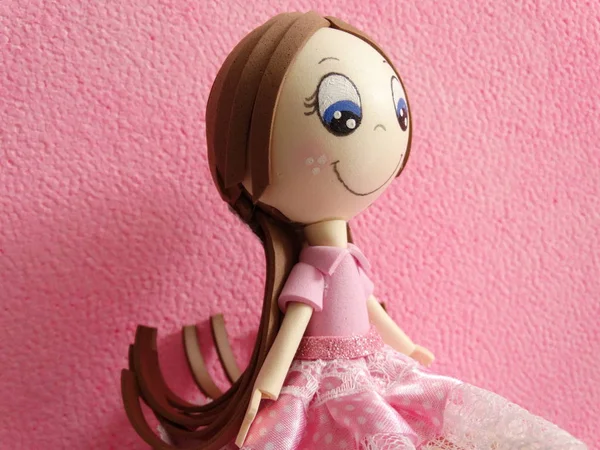 Pink Handmade Girl Lalki — Zdjęcie stockowe