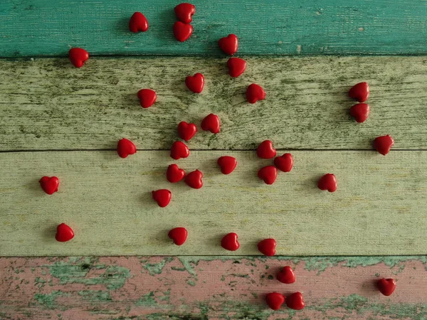 Petit Coeur Rouge Perles Fond — Photo