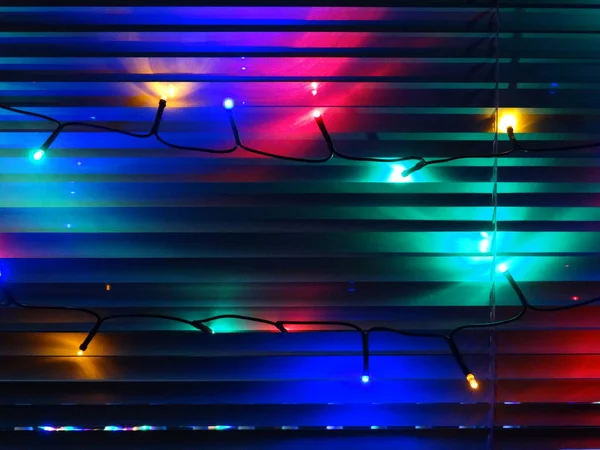 Cadena Luz Navidad Colorida Noche — Foto de Stock