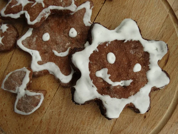 Brown White Winter Cookies — Stock Photo, Image