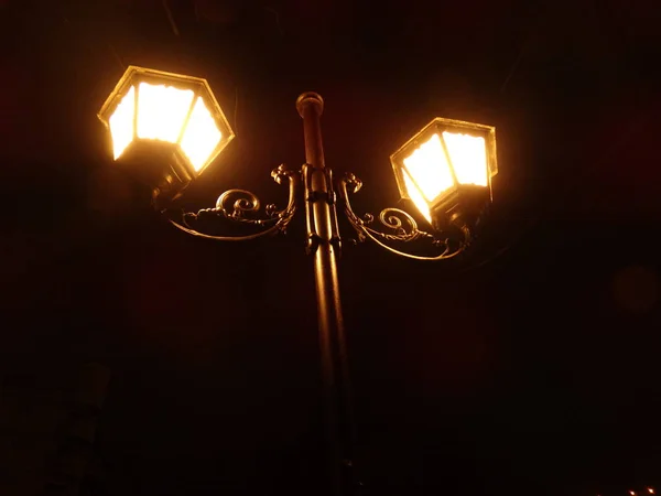 Vintage City Street Lamp at Night