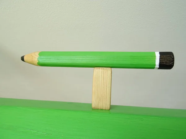 Green Wooden Artificial Pencil — Stock Photo, Image