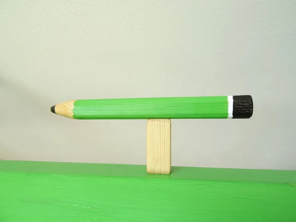 Green Wooden Artificial Pencil — Stock Photo, Image