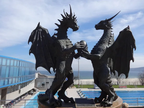 Statue of Family Dragons with an Egg