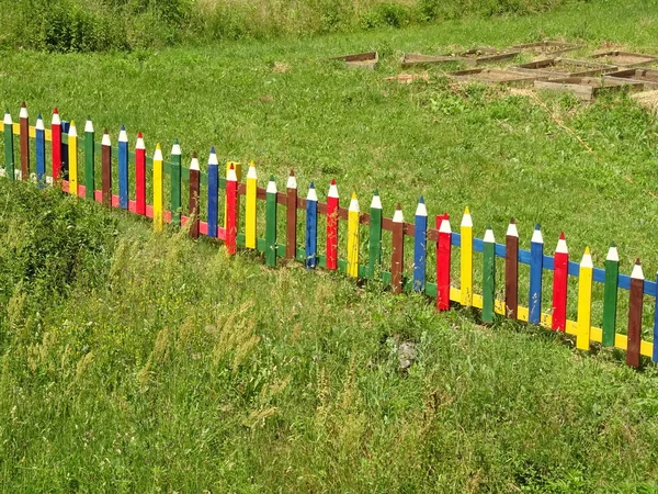 Kunst Kleurrijke Tuin Hek — Stockfoto