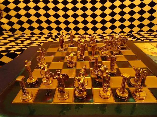 Šachový Stůl Připraven Hře — Stock fotografie