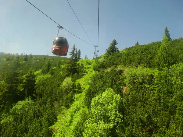 Mountain Lift Cabin Green Trees — Stock Photo, Image