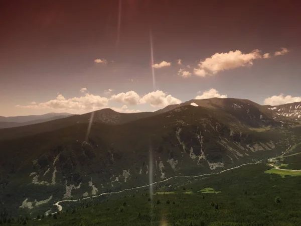 Montaña Búlgara Rila Bajo Cielo Rojo — Foto de Stock