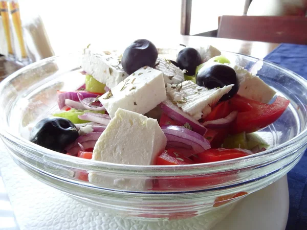 Greek Salad Cheese Olives — Stock Photo, Image