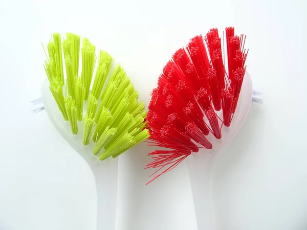 Colorful Cleaning Brushes Close — Stock Photo, Image