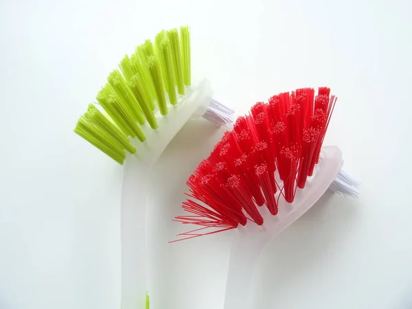 Red Green Cleaning Brushes — Stock Photo, Image