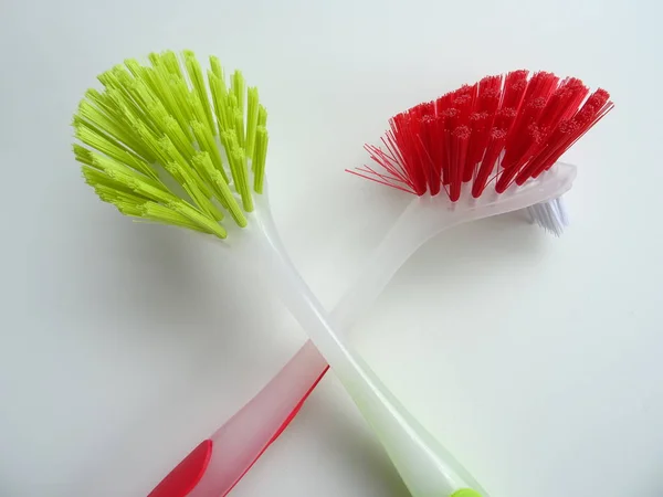 Red Green Cleaning Brushes — Stock Photo, Image