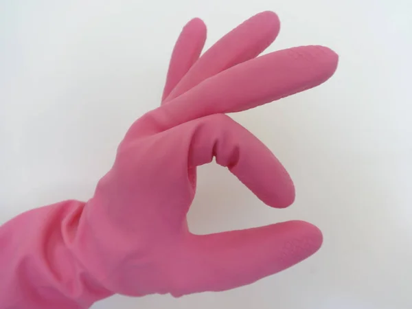 Porządku Różowe Gumowe Rękawiczki — Zdjęcie stockowe