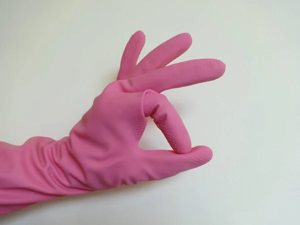 Pink Rubber Kitchen Glove
