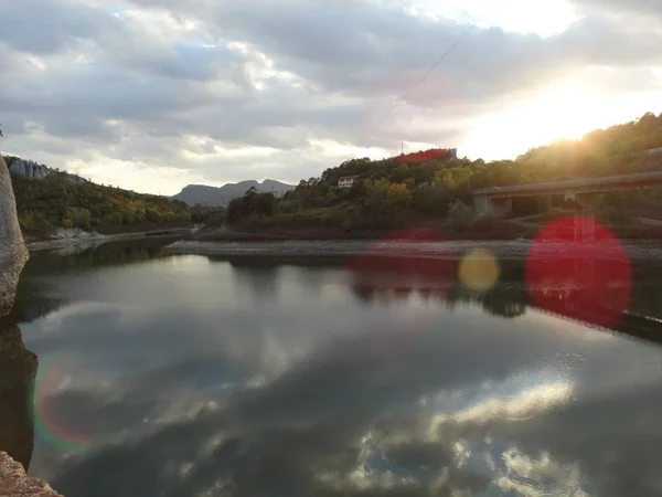 Embalse Tsonevo Bulgaria Atardecer —  Fotos de Stock