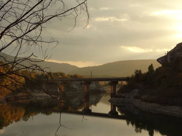 Tsonevo Reservoir Bulgaria Tramonto — Foto Stock