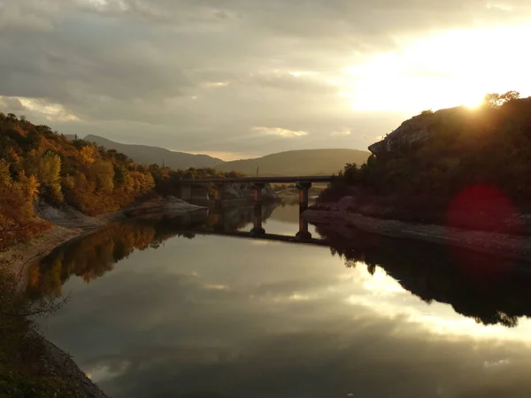 Tsonevo Reservoir Bulgaria Tramonto — Foto Stock