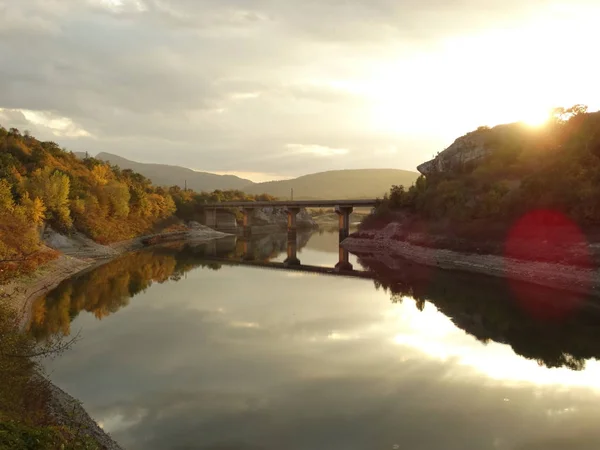 Tsonevo Reservoir Bulgaria Tramonto — Foto Stock