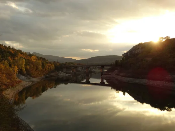 Tsonevo Reservoir Bulgaria Tramonto — Foto Stock